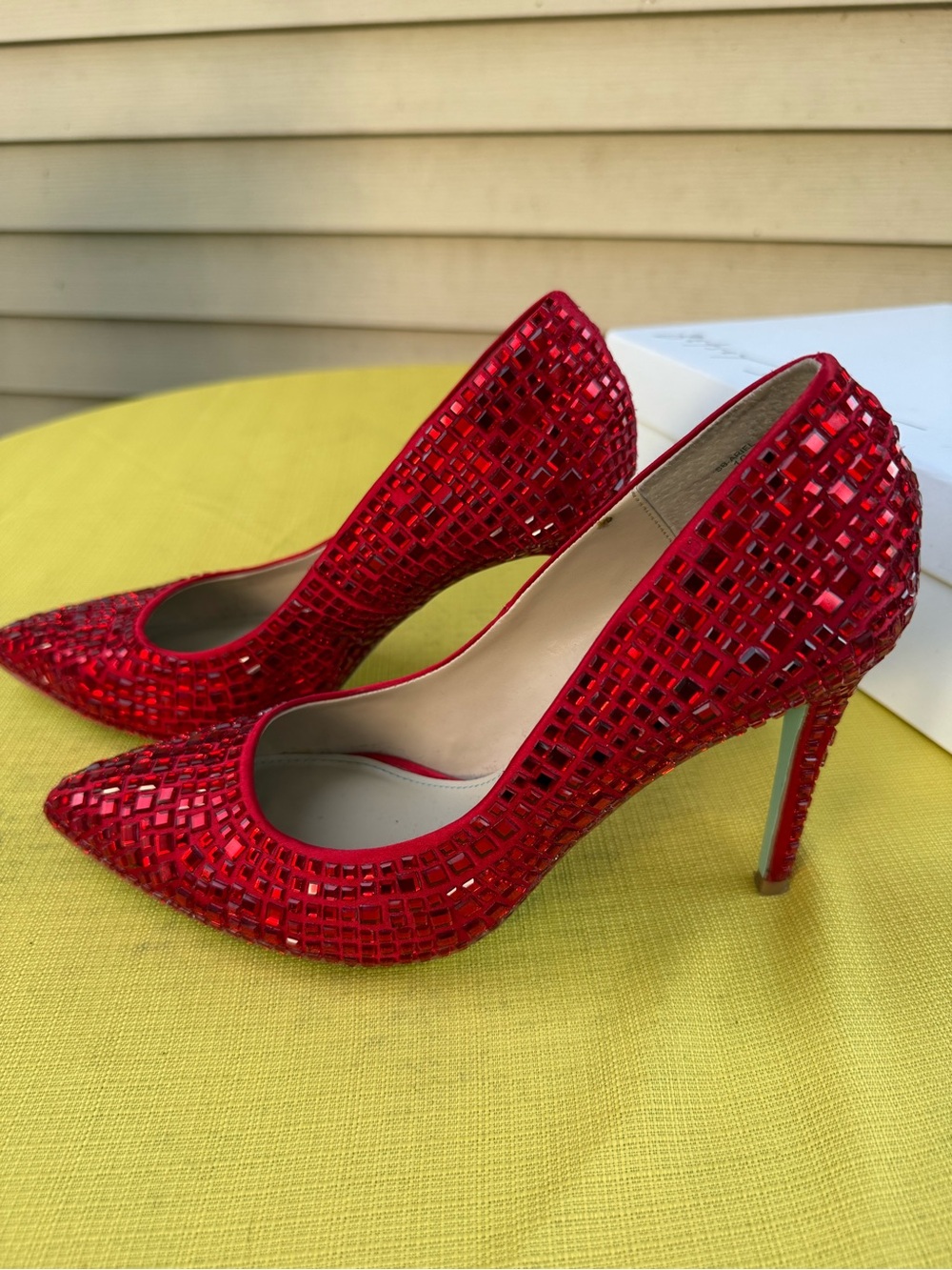 Betsey Johnson Red Beaded Pointed-Toe Pumps - Picture 7 of 9